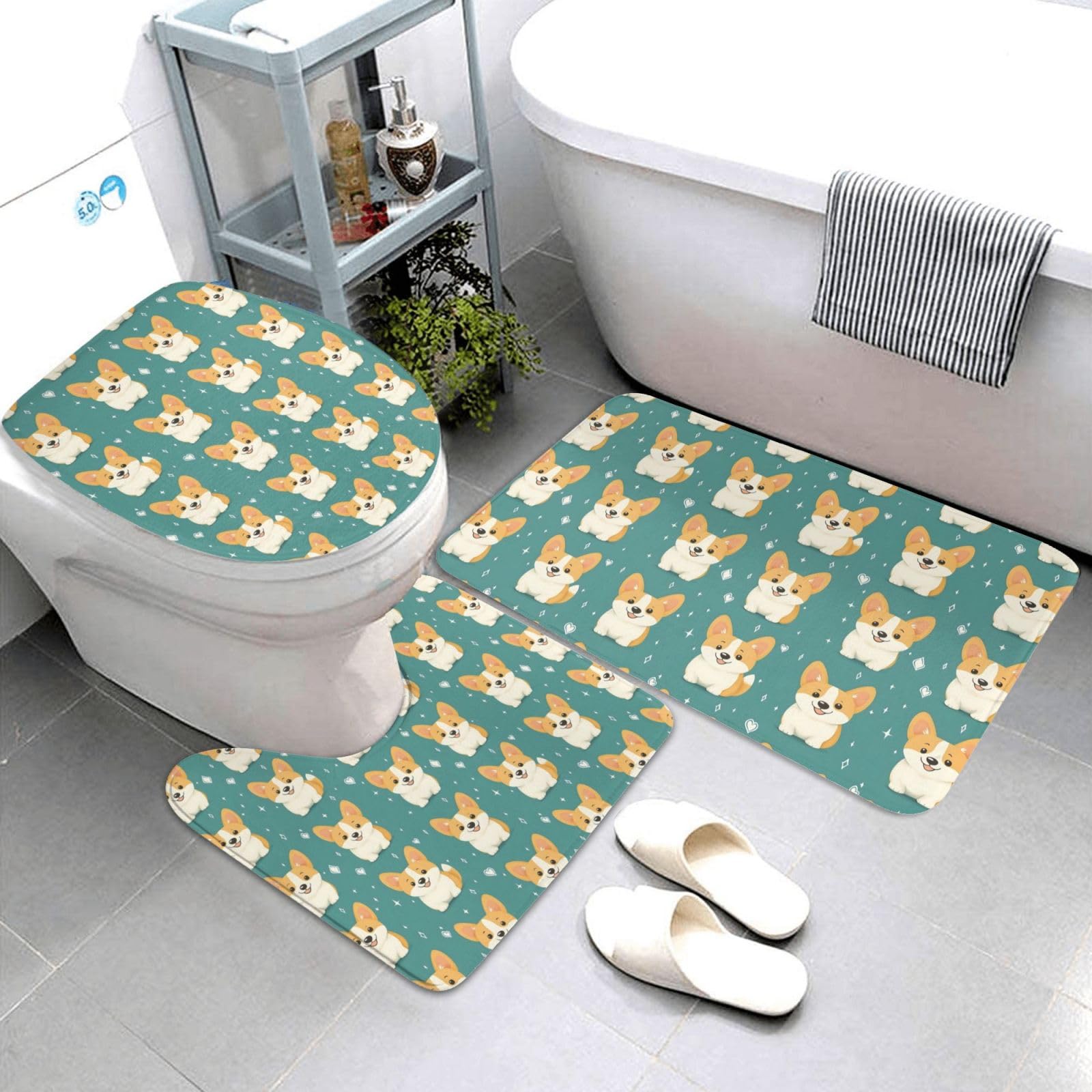 Tapis de salle de bain absorbant housse abattant toilette douche 3