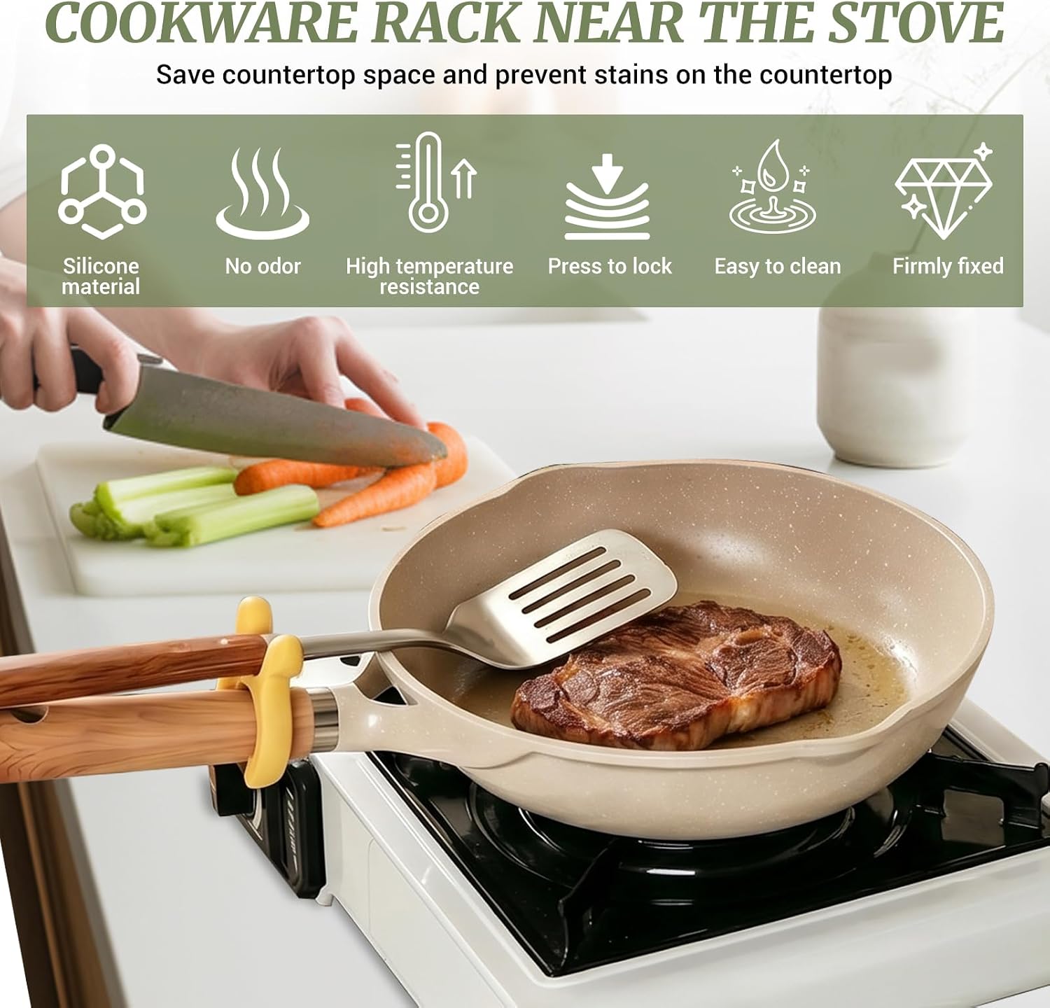 6Pcs Multifunction Silicone Pot Handle Spatula Rack for Cooking Accessories
