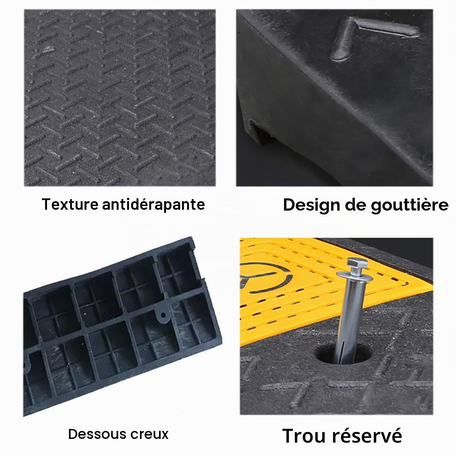 Rampe pour Voiture avec 3 Boulons D'expansion, Rampe de Trottoir en Caoutchouc Portable pour Allée, Quai de Chargement, Trottoir, Voitures Basses, Scooter, Vélo, Moto ( Size : 100*25*7cm/39.4*9.8*2.7i