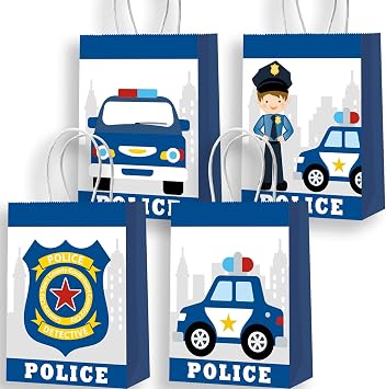 16pcs Police Decorations - Police Gift Bags & Favors for Kids Policeman Party Supplies