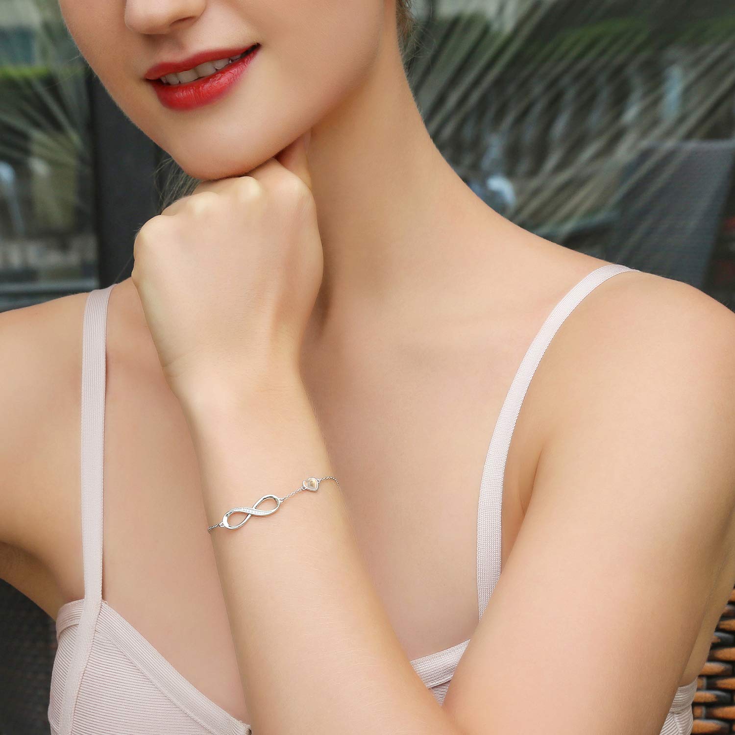 LOUISA SECRET Bracciale Donna Argento 925 Braccialetto Infinito Bracciali Cuore Gioielli Regalo Natale Compleanno Festa Della Mamma per Moglie Amiche Amica