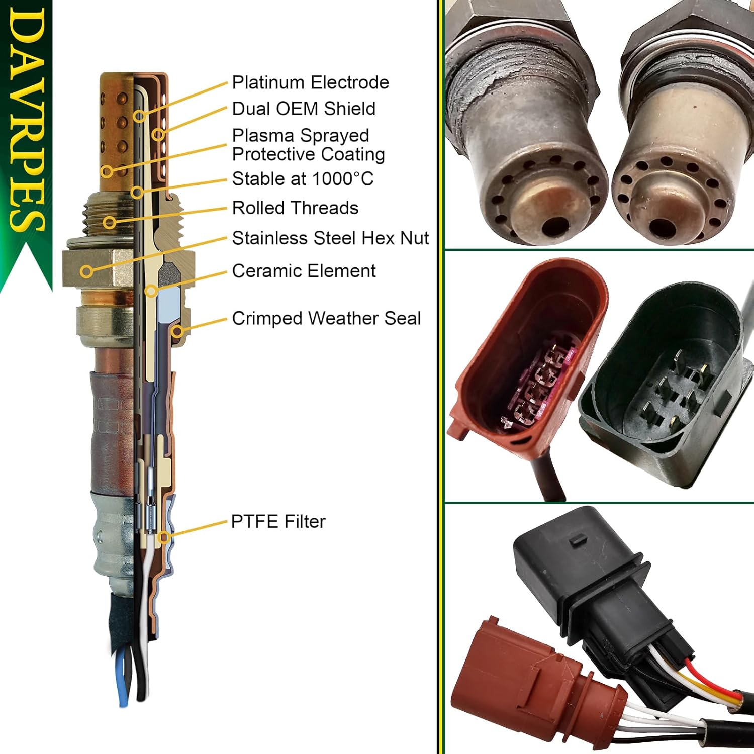 2Pcs 17014 & SG1170 Upstream AFR Oxygen Sensor 1 Downstream O2 Sensor 2 RLX# 0258007057 234-4808 for Audi A4 A4 Quattro 2001-2005, Volkswagen Golf 2002-2006 Jetta 2002-2005 Beetle 2002-2004