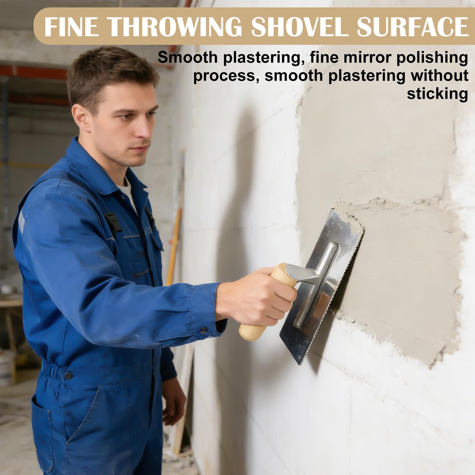 Ensemble de 3 truelles de lissage, truelles à plâtrer, acier inoxydable avec manche en bois, truelle de lissage surface plâtrer, outil de plâtrage pour la finition des murs et des sols