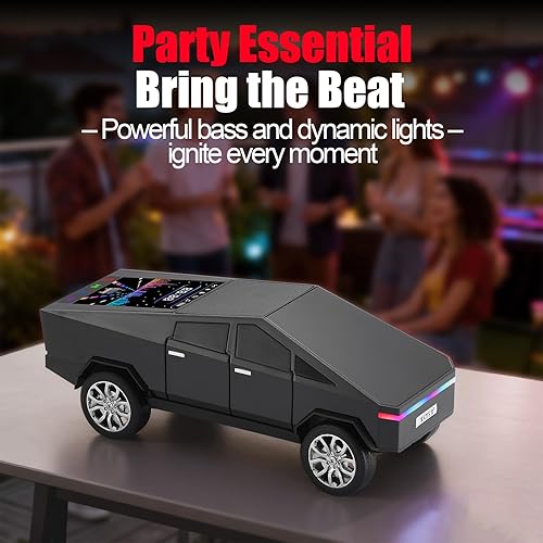 Miniatura 8 de Altavoz Bluetooth de reproducción futurista de camión, modelo inalámbrico portátil con pantalla de visualización, estéreo HD, emparejamiento TWS,