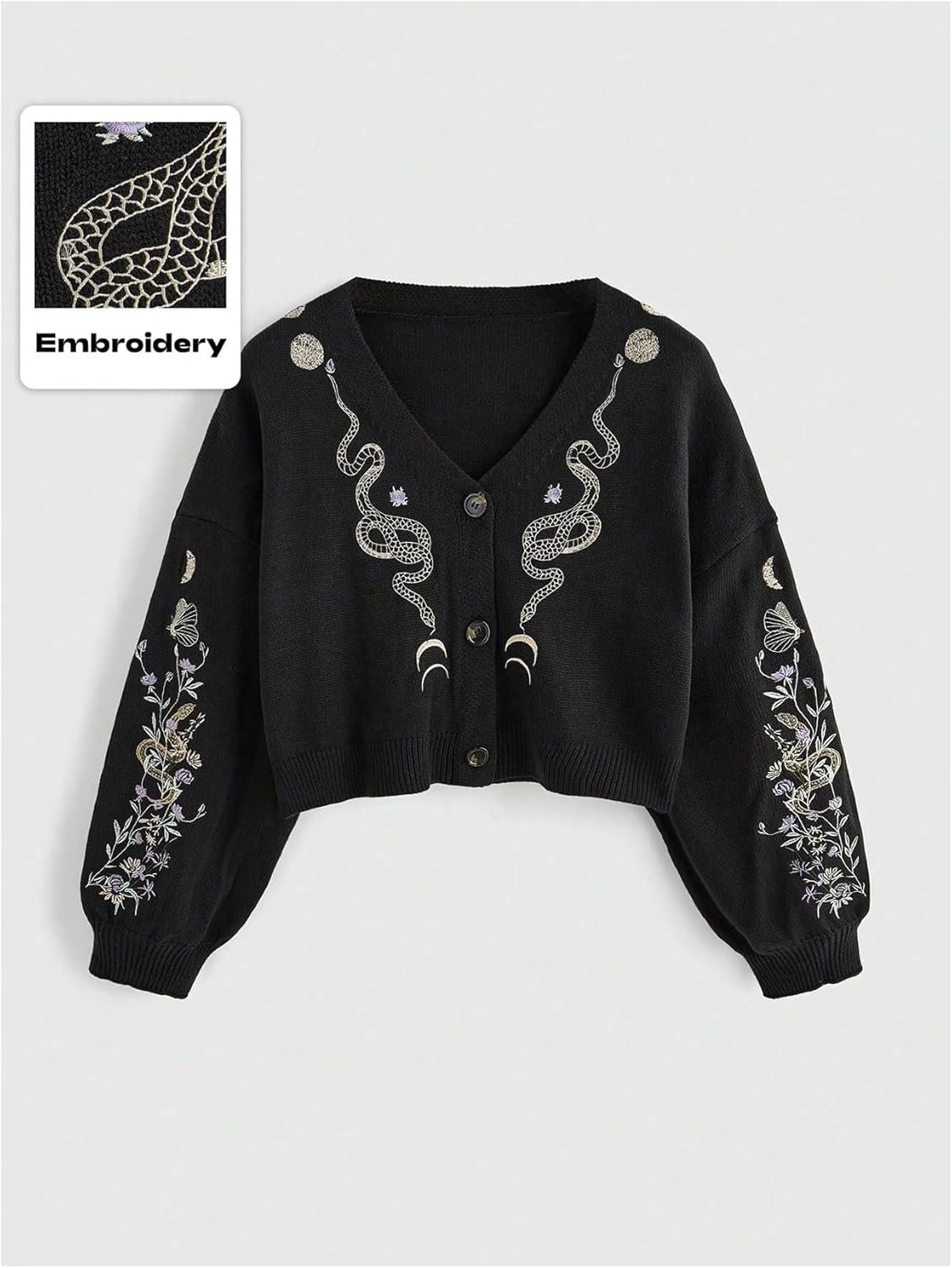 GORGLITTER Women's Chunky Boho Button Up Cute Cardigan Embroideried Fall Trendy 2025 Sweaters Cottage Core Clothes - Image 6