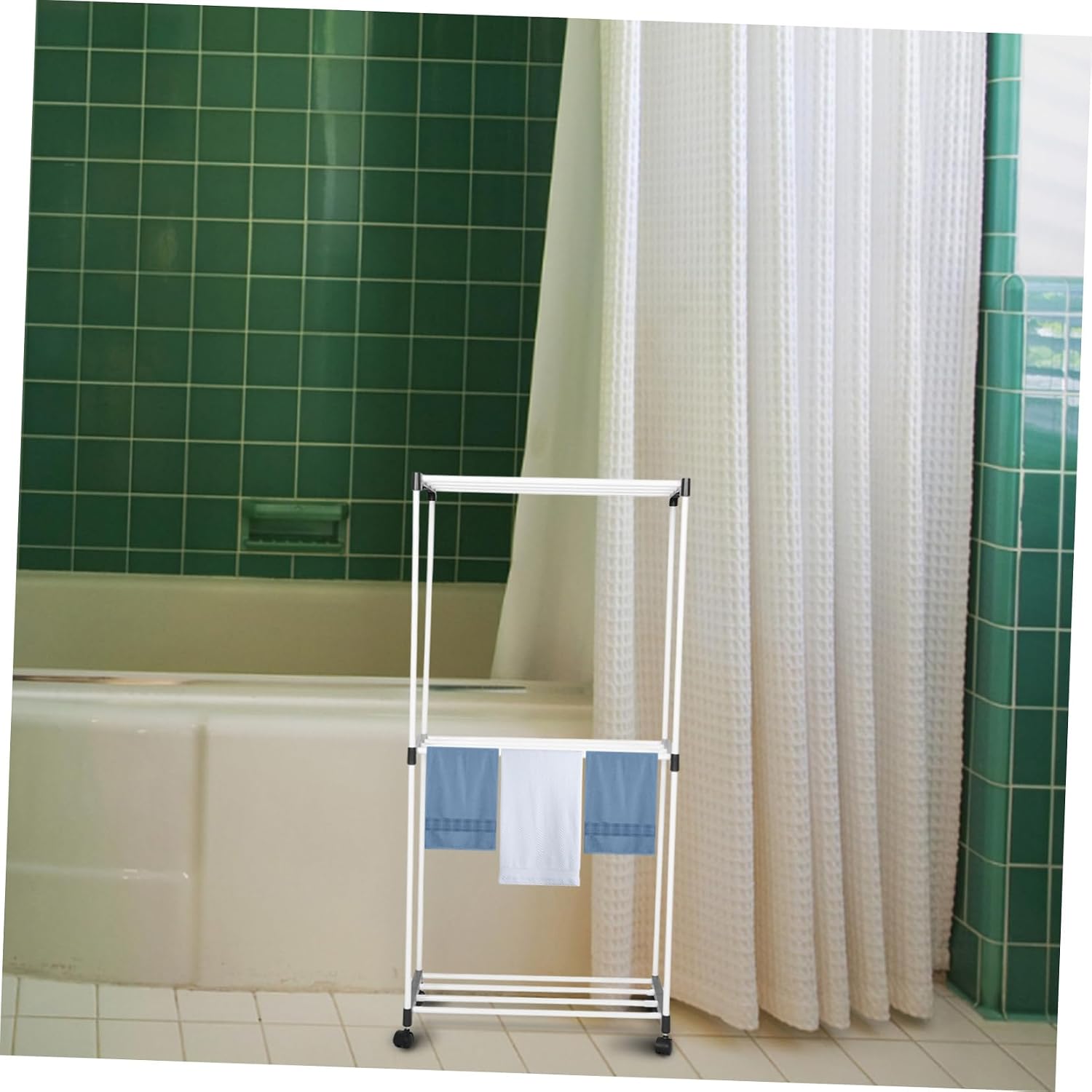 Cabilock Bath Towel Rack Wheels Portable Drying Rack for Bathroom Balcony Small Clothes Windproof Laundry Hanger