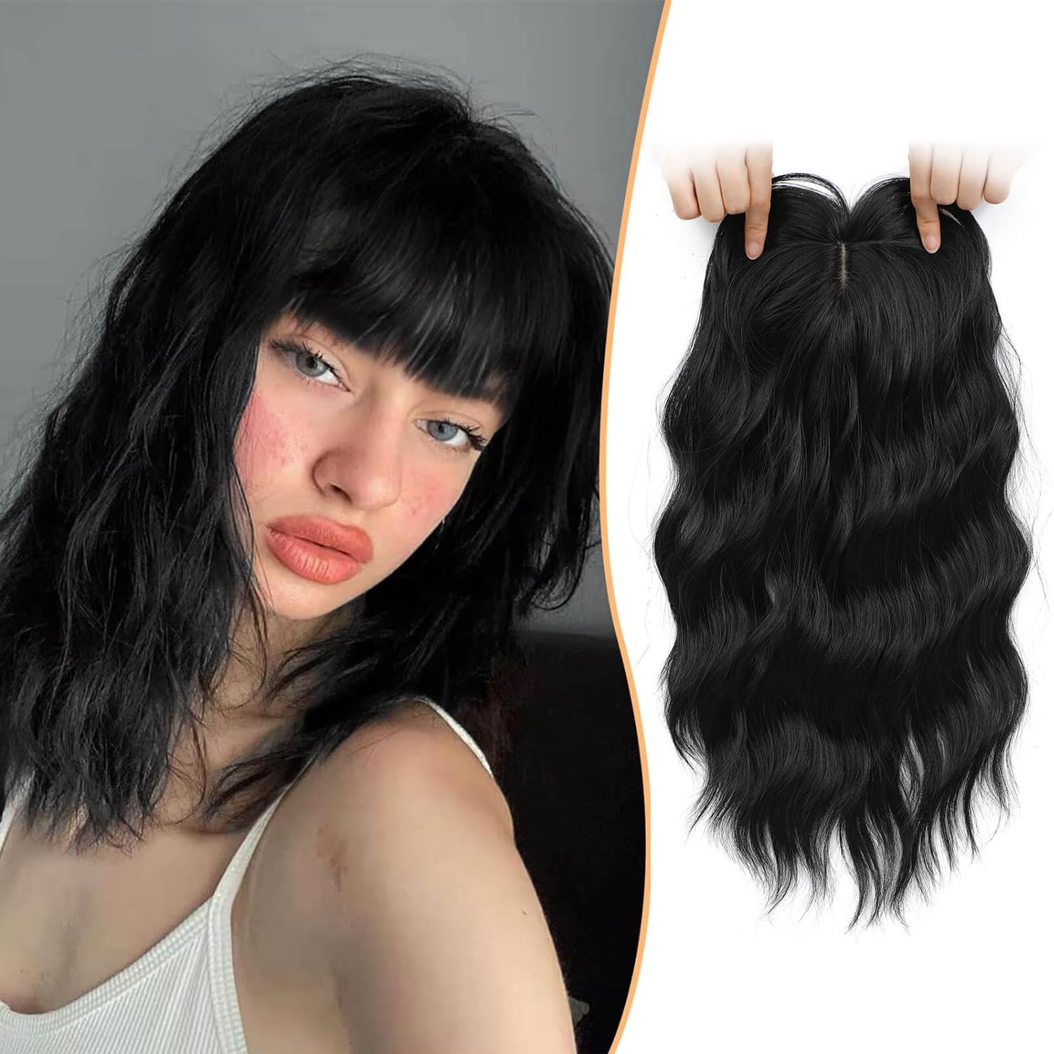 Flyroseing Hair Topper with Fringe