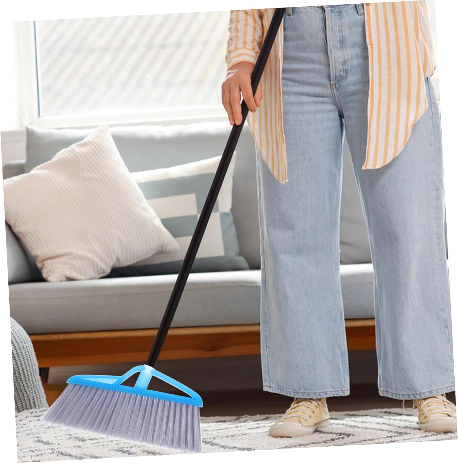 Push Broom Replacement Soft Bristles for Indoor and Outdoor Cleaning Heavy Duty Sweeper for Patio and Garage Floors Easy to Maintain Tidy Spaces
