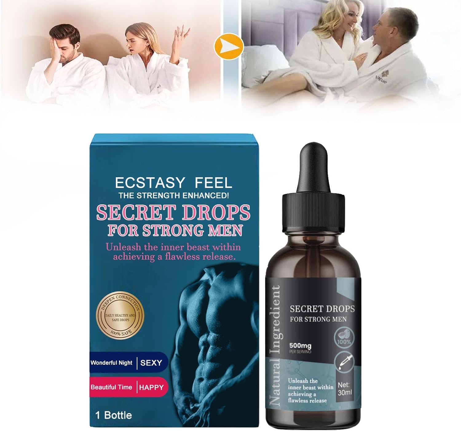 Secret Drops for Strong Men, PleasurePeak Oral Drops, Hormones Drops, Enhancing Sensitivity and Pleasur Boost Energy Levels, Secret Happy Drops for Men (1Pcs)