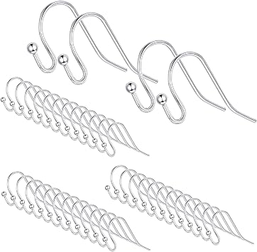 Silver Earring Hooks 200PCS Hypoallergenic Earring Hooks for Jewelry Making