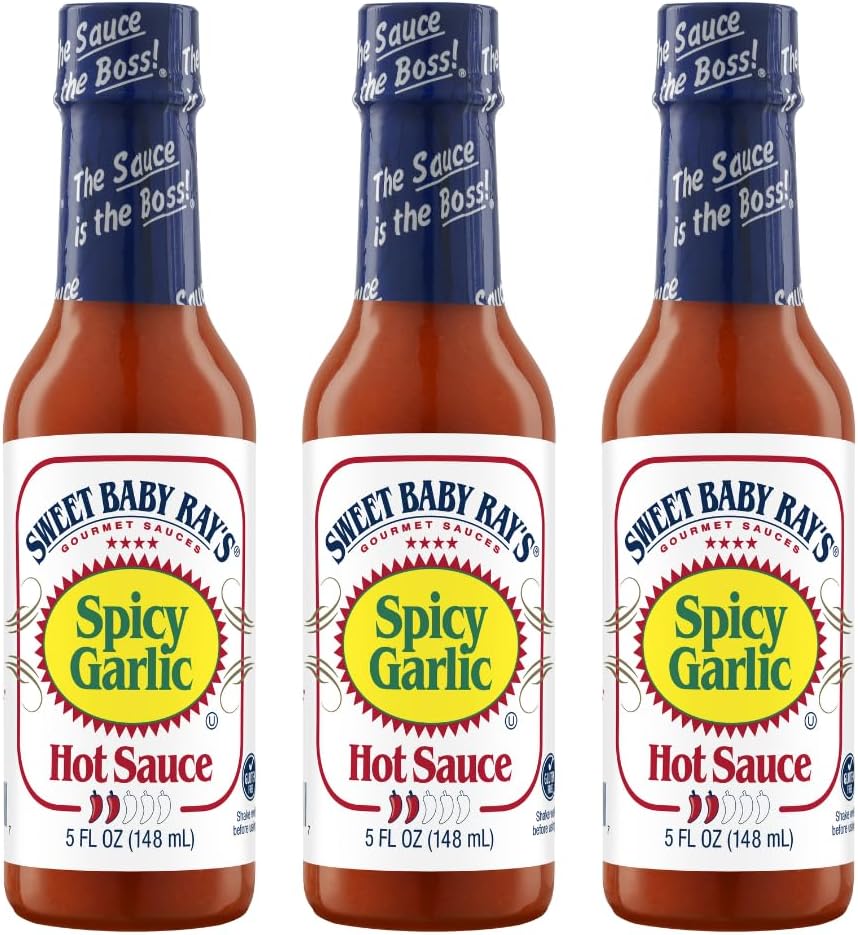 Sweet Baby Ray’s Spicy Garlic Hot Sauce 5 Fl Oz (Pack of 3)