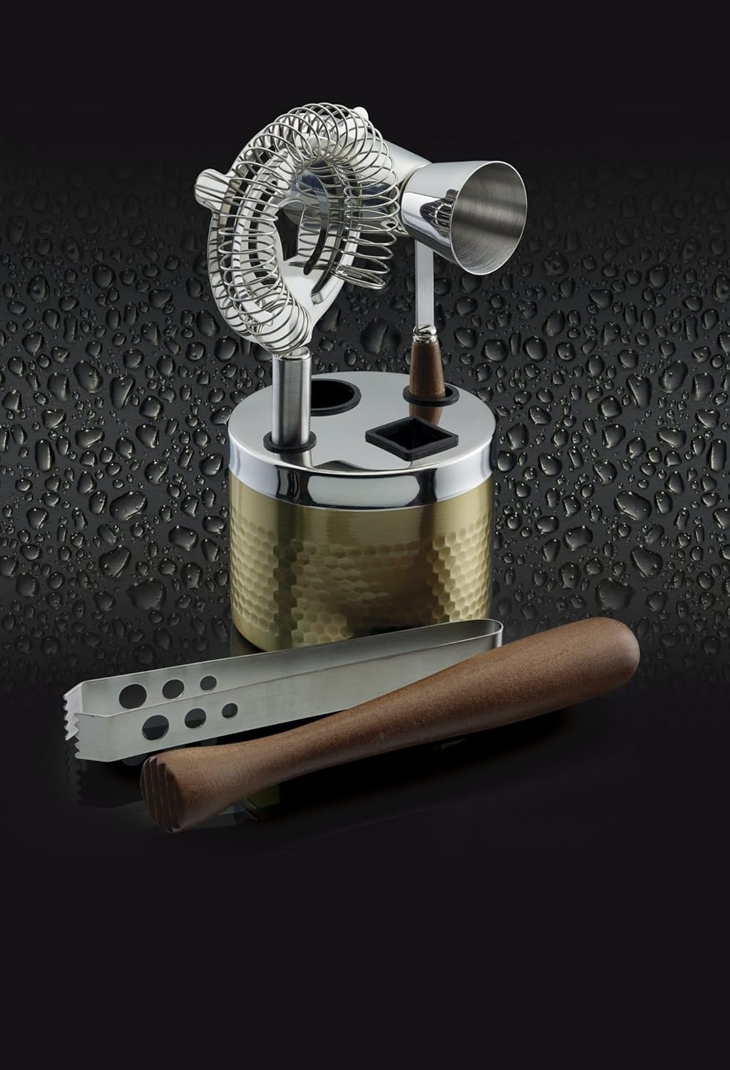 BarCraft Cocktail Tool Kit and Stand, 5 Piece Gift Set, in Gift Box