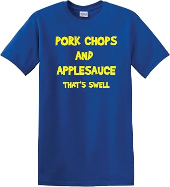 STUFF WITH ATTITUDE Pork CHOPS and APPLESAUCE Blue T Shirt