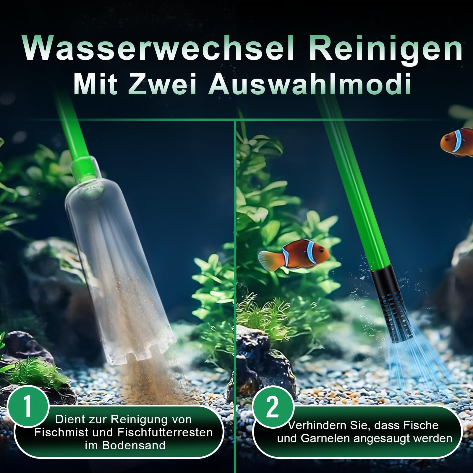 boxtech Aquarium Reiniger, Aquarium Wasserwechsel, Aquarium-Reinigung Sand Filter Fisch Tank Kiesfilter Einstellbare Durchflussregelung für Wasserwechsel