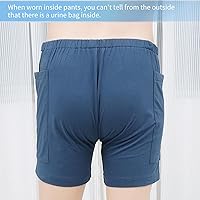 Vista 3 de Pantalones cortos con bolsa de orina para hombre, bolsa de drenaje de nefrostomía, pantalones para el cuidado de la incontinencia con bolsillos