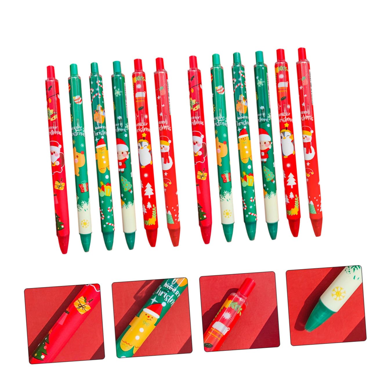 Lot de 12 Stylos à Bille de Noël à Encre Gel Noire 0,5 Mm, Plastique, Écriture Fluide et Facile, Papeterie Adorable pour Étudiants et Fêtes de Noël Plusieurs styles
