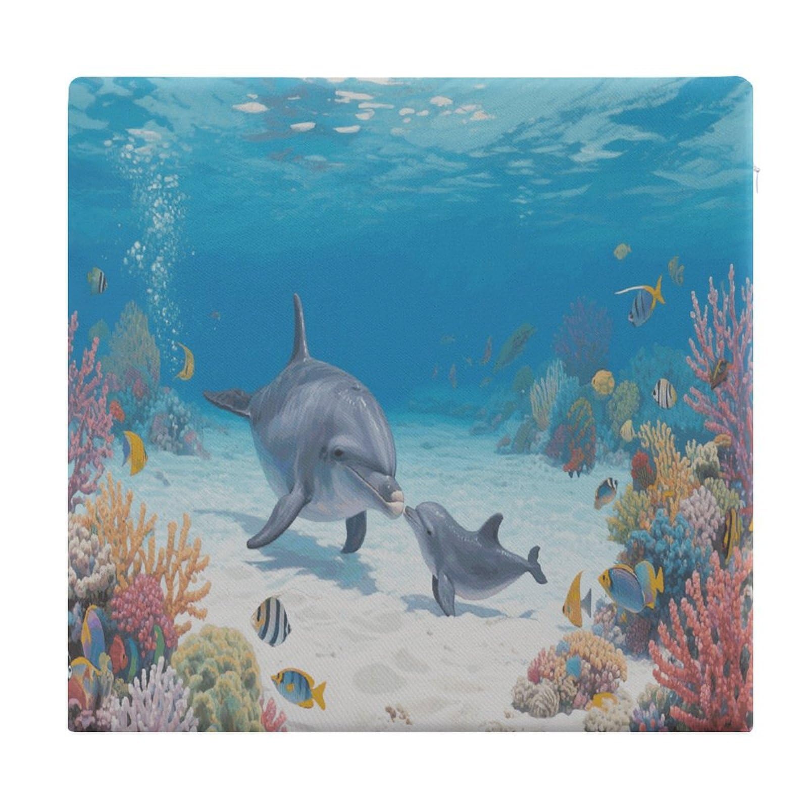 VstaDank Dolphin Cushions Memory Dining Chairs Cushion Non Slip Car Seat Cushions Indoo Dining Room Square Chair Pads with Zipper and Removable Cover Cushion