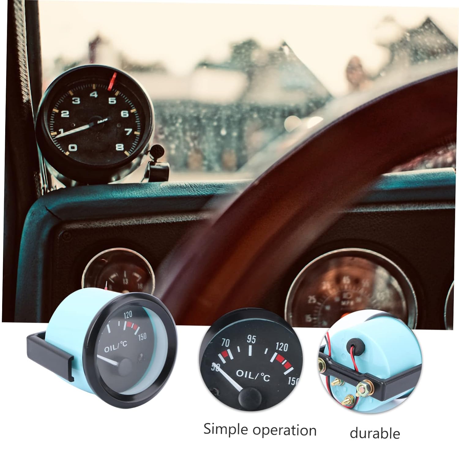 52MM Temperature Gauge 50-150°C with Bracket Stainless Steel Celsius Temperature Table for Cars and Heating Systems