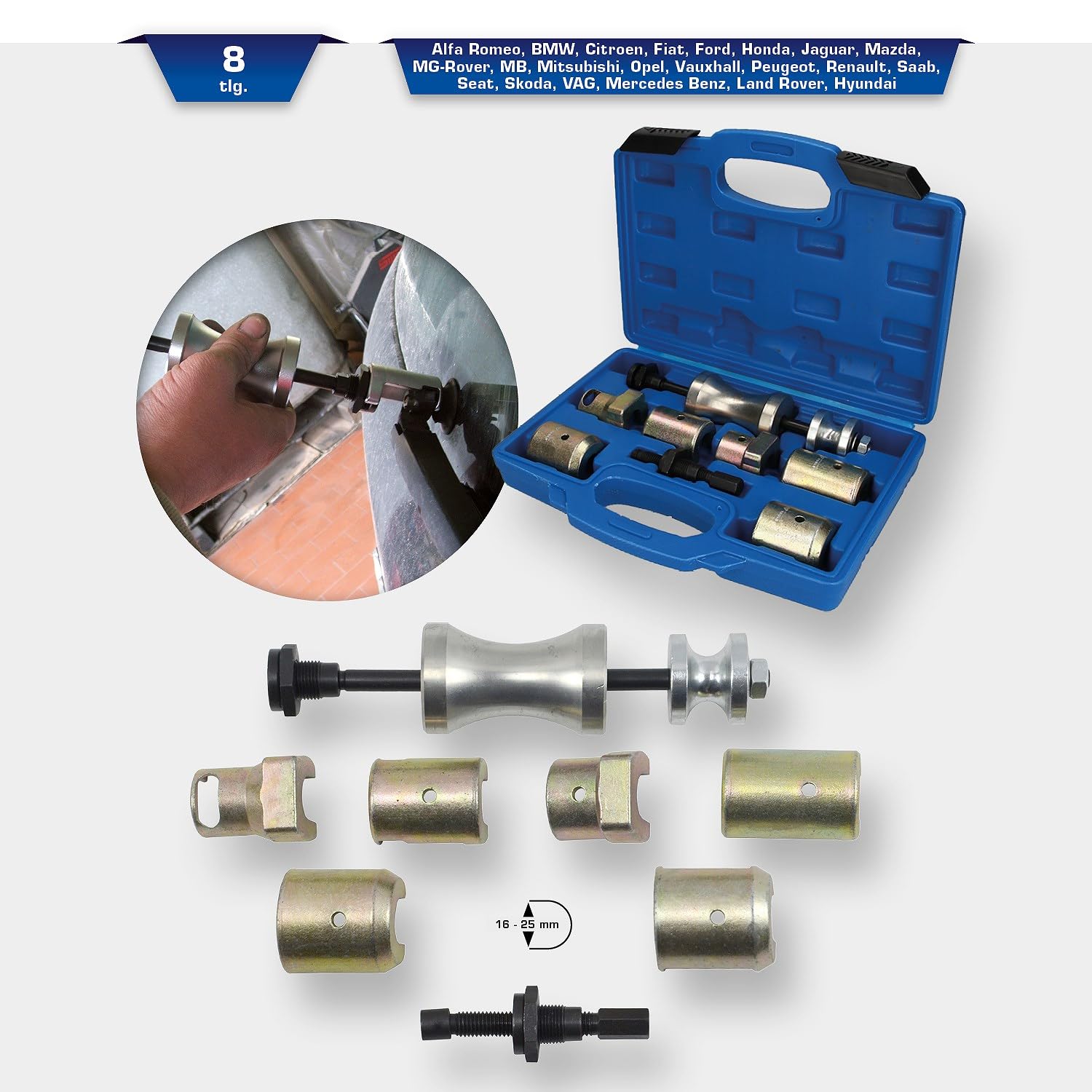 BRILLIANT TOOLS BT681000 Scheibenwischerarm-Abzieher-Satz 8-tlg . [Powered by KS TOOLS] Mit Stabilem Blauen Transportkoffer