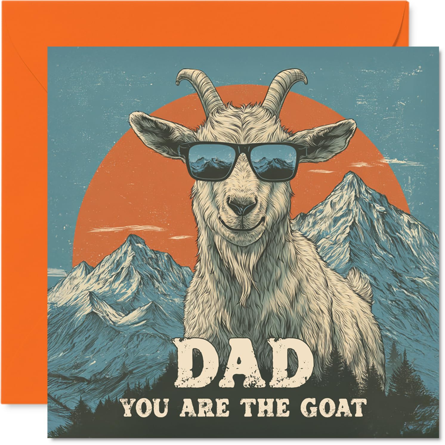 Dad Birthday Card - You Are The Goat - Happy Birthday Card for Dad from Son Daughter, 145mm Funny Animal Bday Greeting Cards