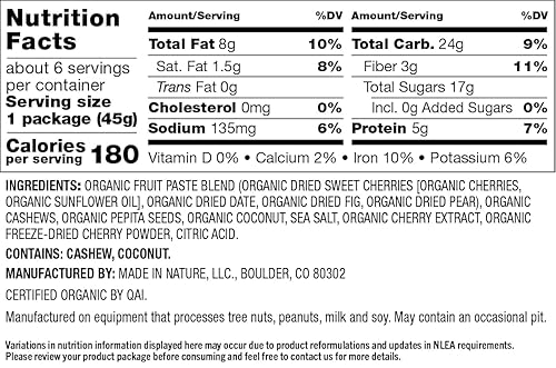 Miniatura 2 de Made in Nature  Ch-Ch-Cherry Figgy Pops orgánicos  Paquete de 6, bolsas de 1.6 onzas, 0.18 oz de proteína