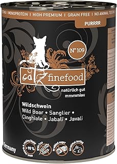 catz finefood Purrrr Wild Boar Monoprotein Wet Cat Food N° 109, for Nutrition-Sensitive Cats, 70% Meat Content, 6 x 400 g Tin product image