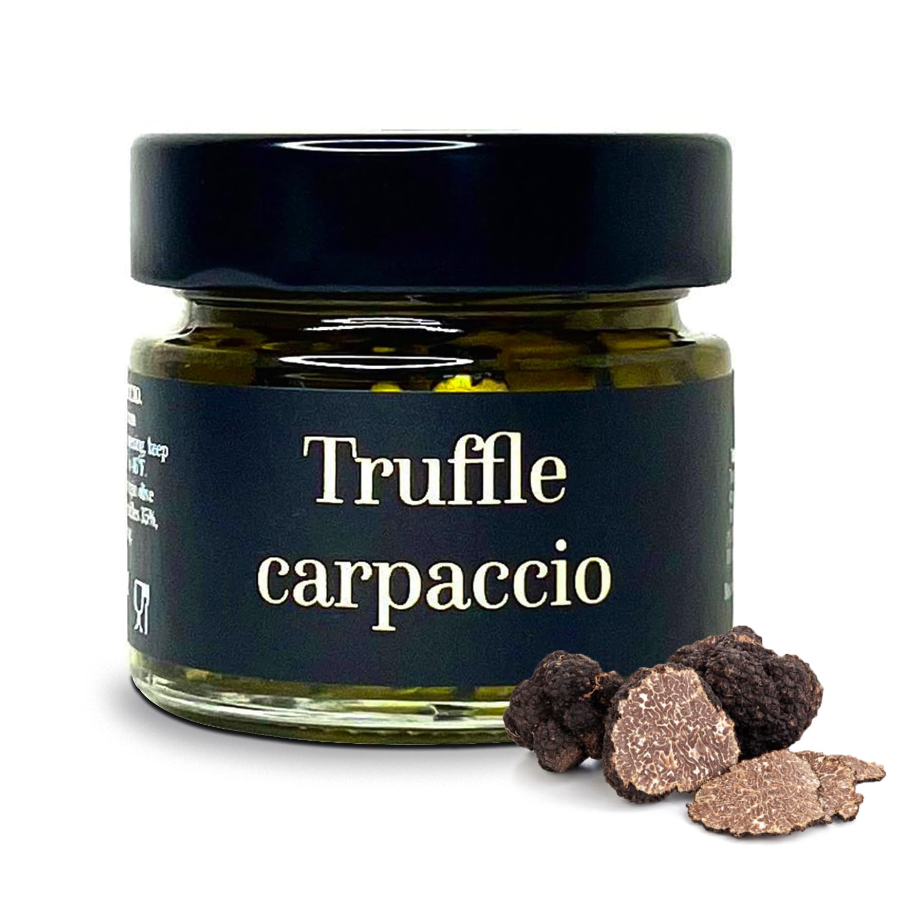 Luca’s Truffles 100% Italian Black Summer Truffle Carpaccio (2.8oz) – Fresh Black Truffle Seasoning Slices Preserved in Extra Virgin Olive Oil & Salt – Gourmet Truffles for Meat, Fish, Pasta, or Salad Toppings