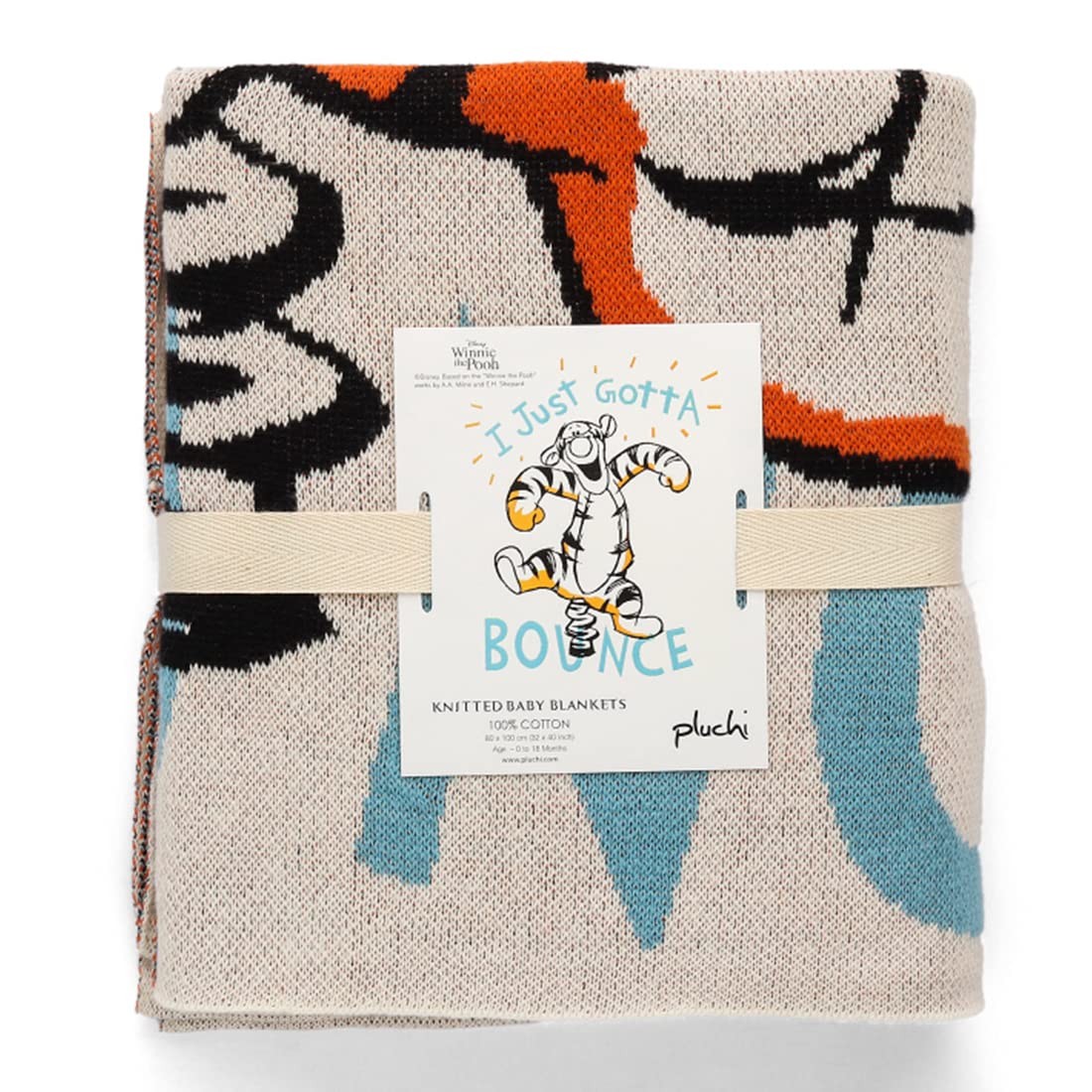 Pluchi Winnie The Pooh Disney Cotton Knitted AC Blanket for Baby/Infant/New  Born for Use in All Seasons (80x100 cm) (Ivory)