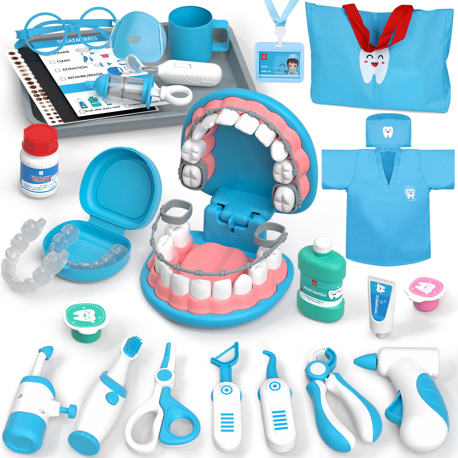 Lehoo Castle Doctors Set for Kids, Dentist Toys for Kids, Role Play Toys for 3+ Year Old Girls, Doctors Kit Gifts for 3-8 Year Old Toddlers(Blue)