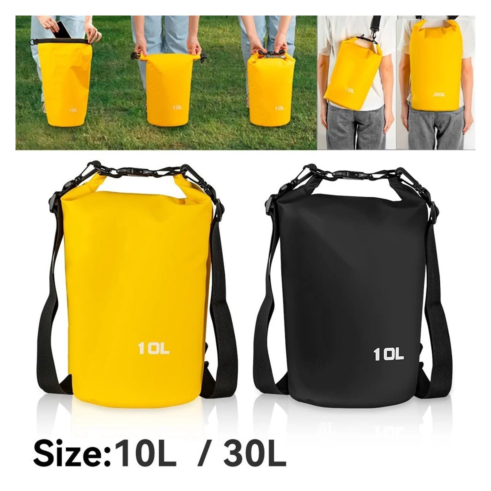 Top Case Motos Bolsa Impermeable para Motocicleta Mochila Seca para Viaje Al Aire Libre 10L 20L 30L para Ciclismo Y Camping Bolsa De Moto(Yellow 30L)