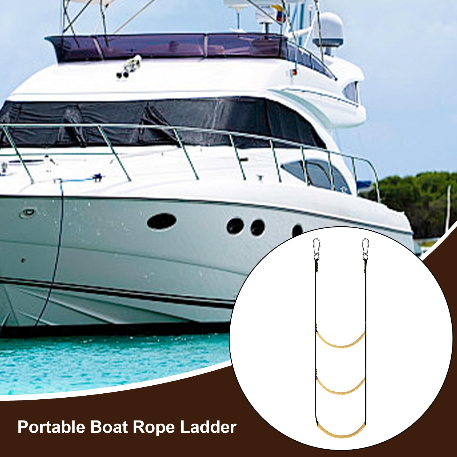 Scalette Per Motori Fuoribordo - A 3 Gradini In Corda Resistente Per Pesca | Accessorio per Imbarco Nautico Attrezzatura da Arrampicata per Canoa Motoscafi e Escursioni Acquatiche