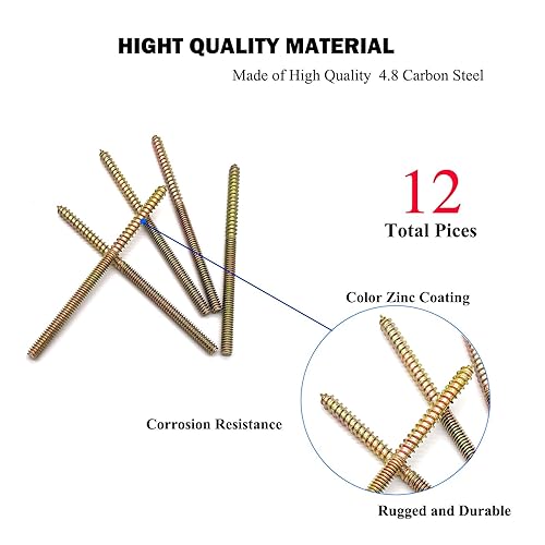 Miniatura 282 de Paquete de 8 pernos de suspensión de 5/16-18 x 4 pulgadas, pernos de doble cabeza de 5/16-18 pulgadas, tornillos de clavija de madera 5/16