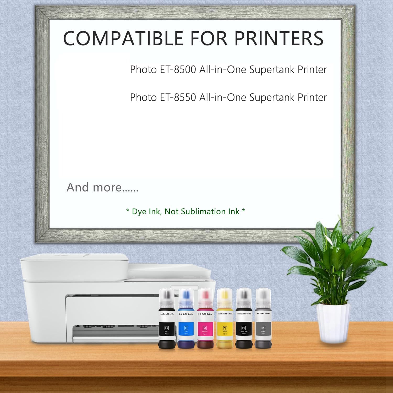 T552 Refill Ink Bottles Compatible with Epsn 552 Ink Refill Bottles Use for EcoTank Photo ET-8550 ET-8500 Printer（PB C M Y GY BK 6 Color Cyan/Magenta/Yellow/Photo Black/Gray Ink Bottles