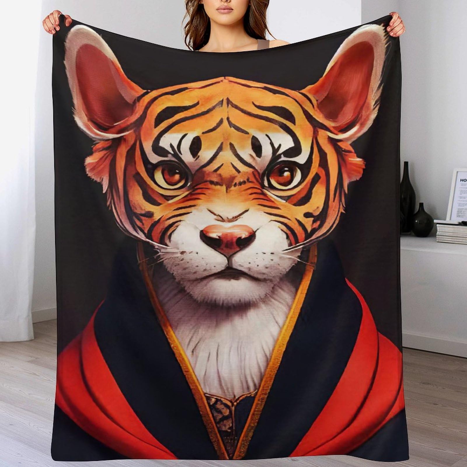 Manta de franela de tigre para sofá contra el frío en todas las estaciones