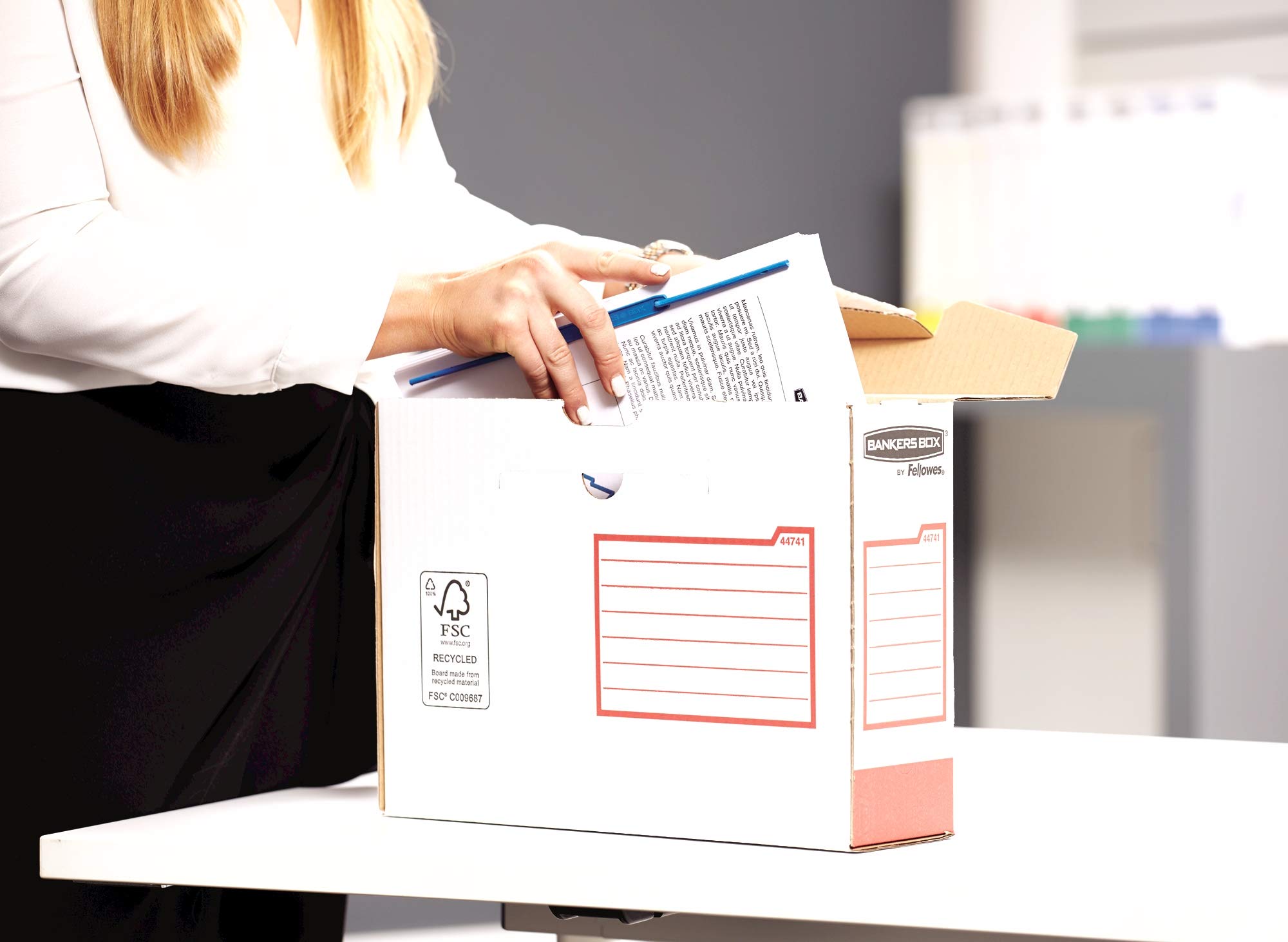 Fellowes 4474102 archivador organizador Papel Rojo, Blanco - Organizador de almacenaje (Papel, Rojo, Blanco, A4, 100 mm, 253 mm, 345 mm)