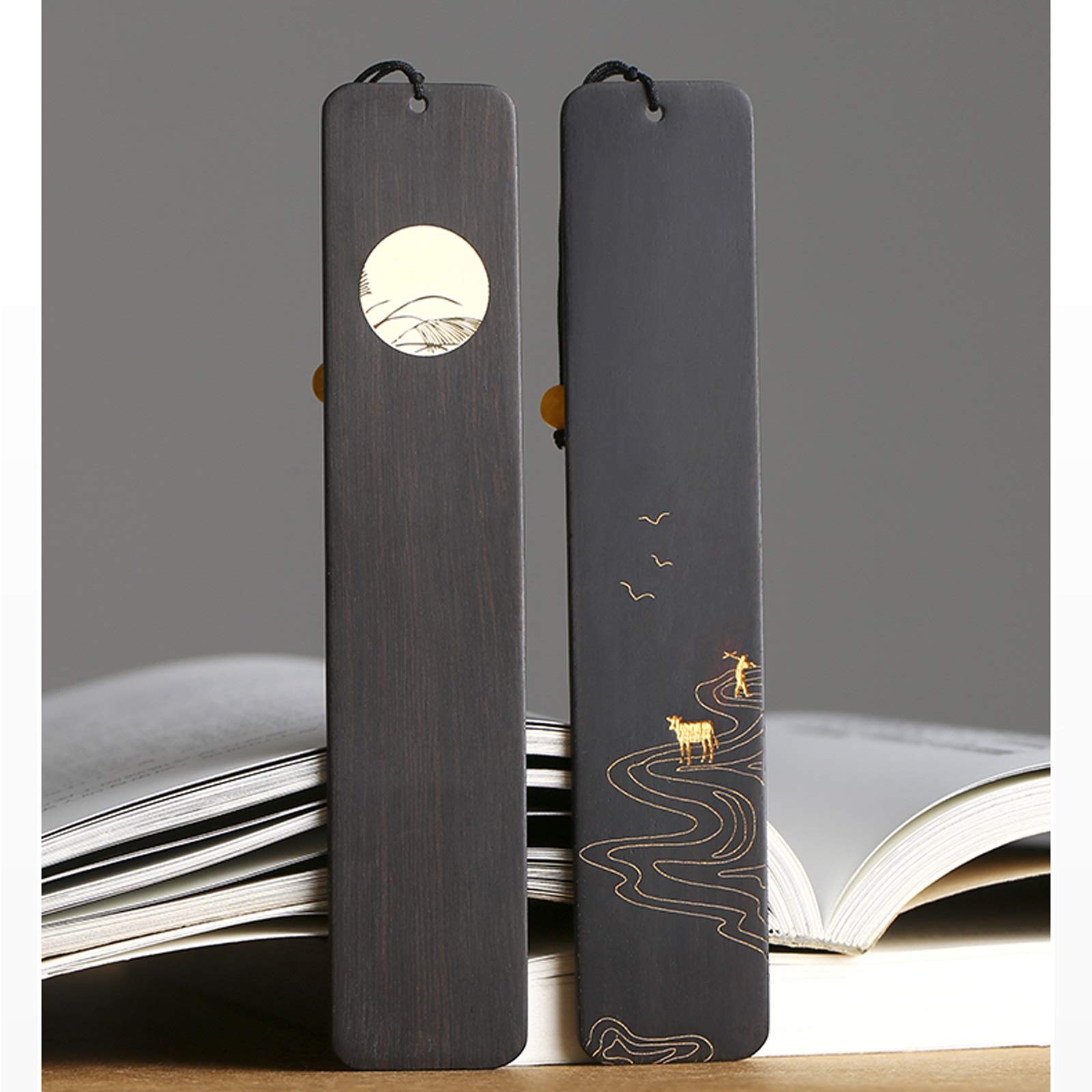 Lesezeichen Holz-Lesezeichen-Geschenk-Box Set, vorzügliche Classic Lesezeichen mit Anhängern, ist EIN einzigartiges Geschenk for Lehrer, Studenten, Männer und Frauen. Buch Markierungen