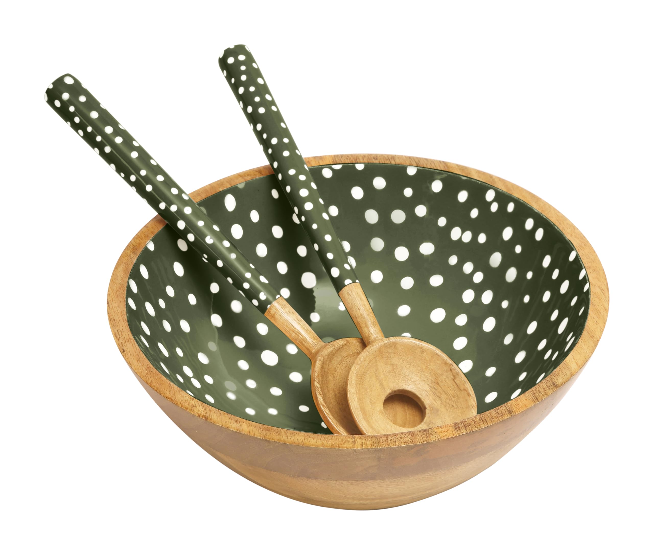 Dexam Sintra - Ensaladera de madera de mango manchada, color verde oliva