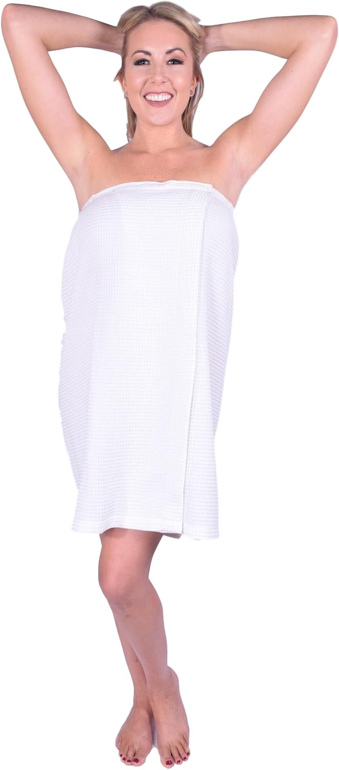 Terry Cotton Shower Spa Wrap, Terry Towel Bath Body Wrap for Women and Men with Adjustable Waist, Wrap Around Towel, Terry Sarong Wrap, Snap Towel (Hot Pink, Velour for Women)