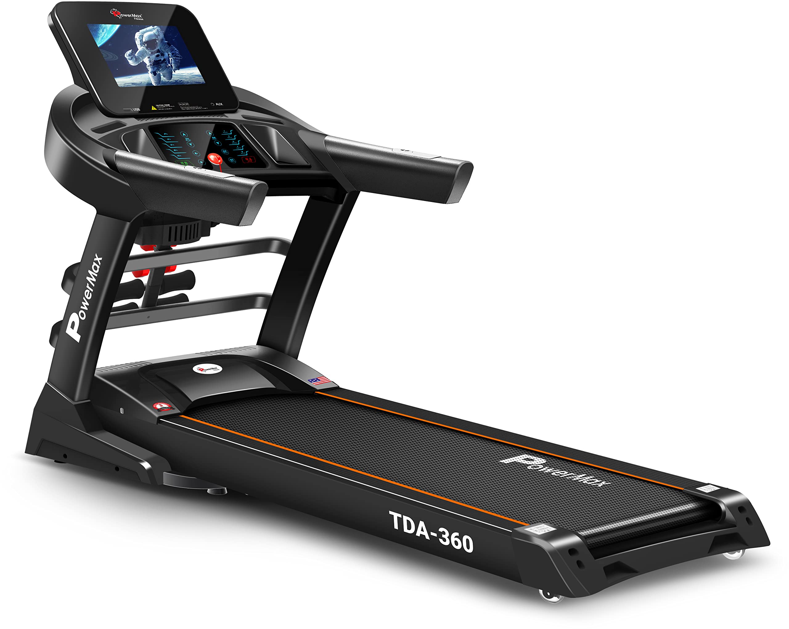 PowerMax FitnessTDA-360 10.1 Inch Touch Screen (6.0HP Peak) Multi-function Motorized Treadmill with Automatic Lubrication, Home Use & Automatic Incline