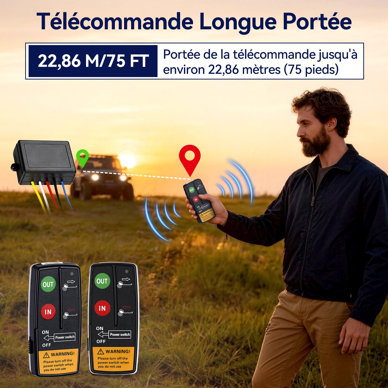Kit di Telecomando Verricello Wireless di Recupero 12 V 24 V per Camion ATV SUV Controller Interruttore Combinato 75ft Interruttore Telecomando Set senza
