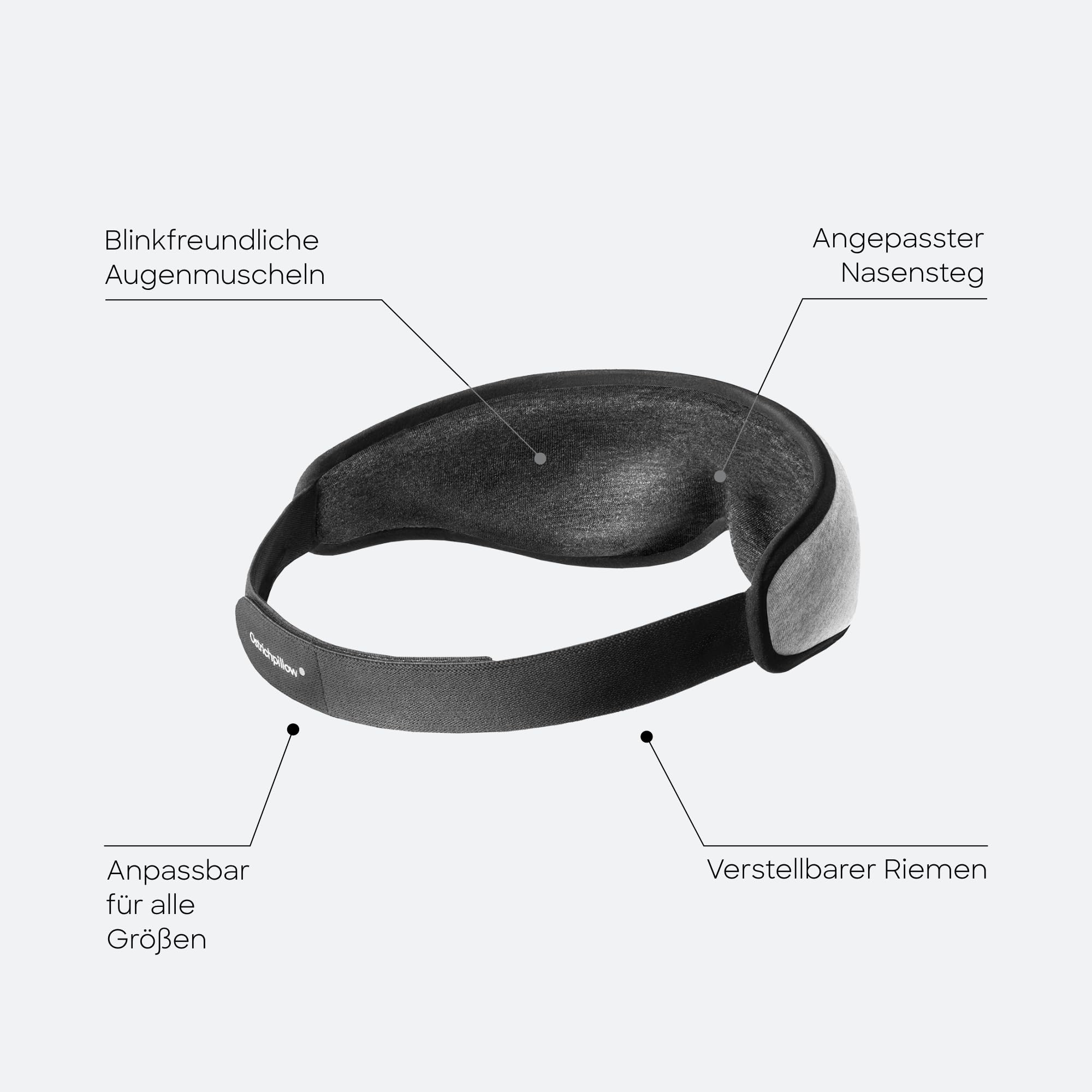 Ostrichpillow - Augenmaske | Ergonomische 3D-Maske | Passt Sich der Gesichtsform an | Maske zum Schlafen, Ausruhen, Entspannen | Blockiert Licht für Absolute Dunkelheit (Dark Night).
