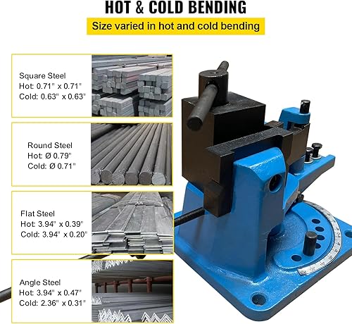 Miniatura 5 de Happybuy UB-100 Manual de acero plano universal de metal de metal Bender ángulo de hierro 120 grados Heavy Metal Rod Bender caliente y frío con