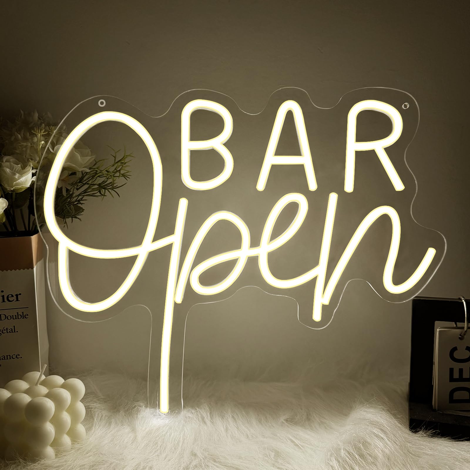 Insegna al Neon "BAR Open" con LED Caldo USB Regolabile per Bar, Neon da Parete Ultra Luminoso per Bar, Pub, Negozi, Caffè, Bar, Hotel, Decorazione per Feste