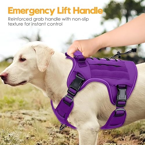 Miniatura 8 de Arnés táctico resistente para perros grandes, chaleco reflectante ajustable sin tirones con sistema Molle, control de grado militar K9 para