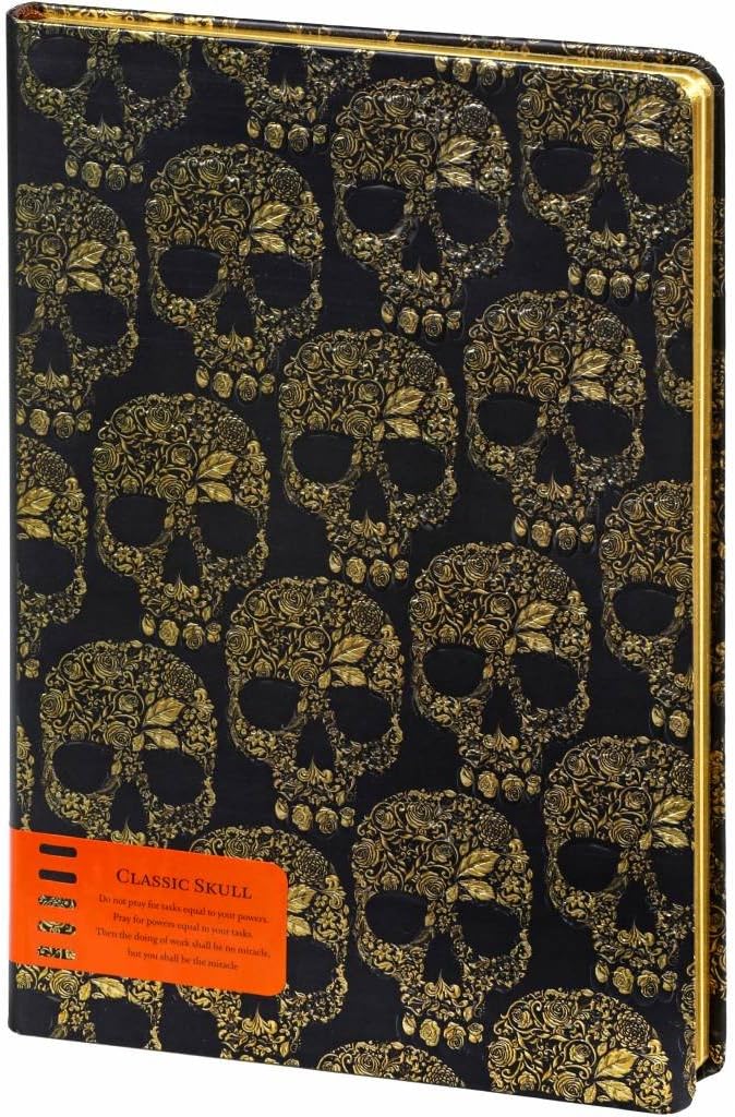 D1327-G Kalpa Classic Skull Gold A5 Notebook Agenda Business Office Diary Home Planner Organiser - 21 x 15 cm - 94 Pages - Gold