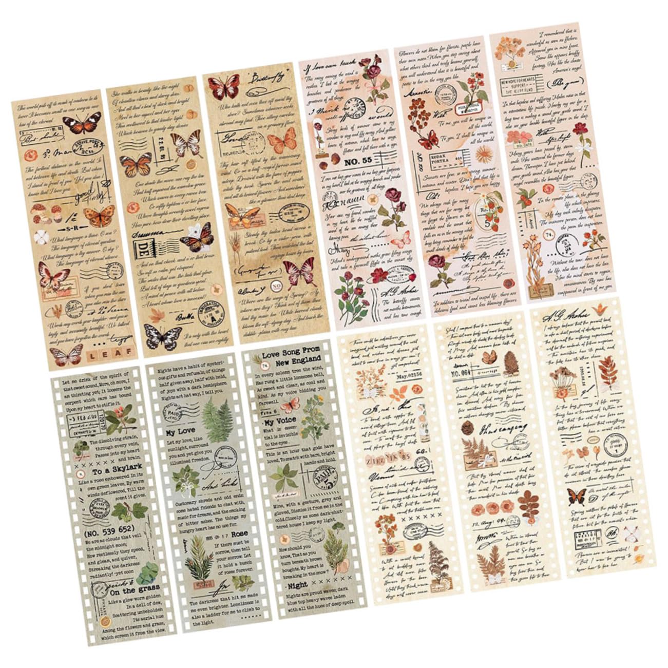 HOMSFOU 20 Sätze Vintage Washi Tape Selbstklebende Dekorative Papiertapes für Scrapbooking Diy Projekte und Journals Vielseitige Designs für Bastelarbeiten
