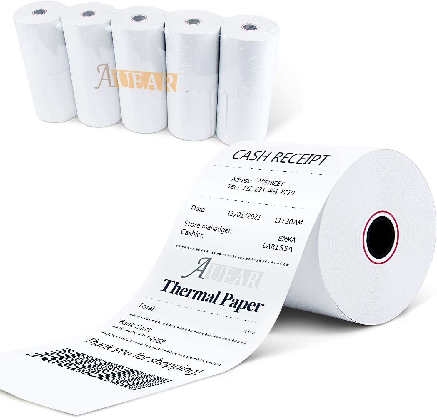 AUEAR, Thermal Cash Register POS Paper Rolls, 2 1/4" x 50' - BPA Free (50 Pack): Home & Kitchen