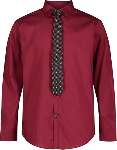 Van Heusen Conjunto de camisa de vestir y corbata con botones y cuello de manga larga para niños