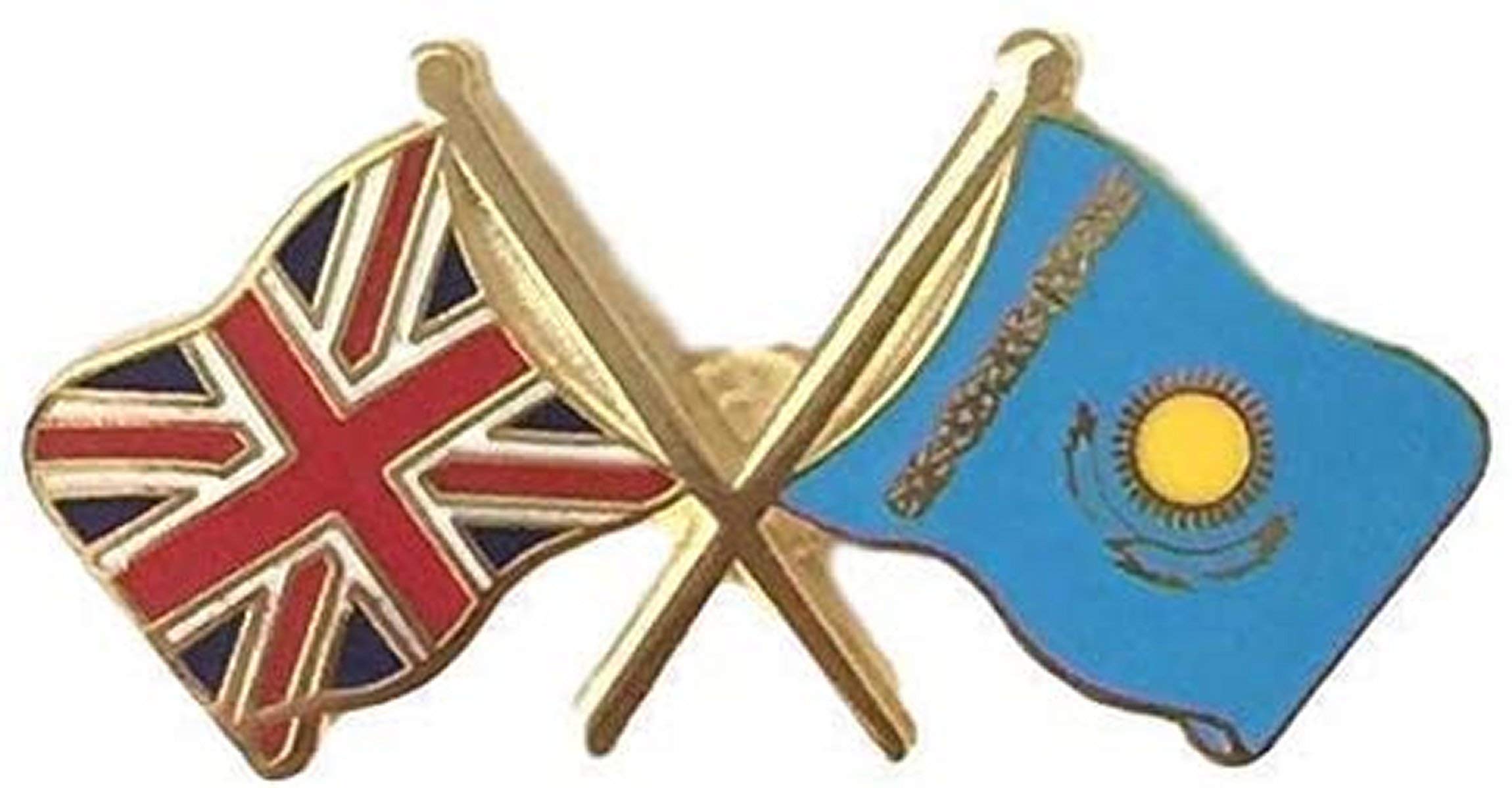 Emblems-Gifts Great Britain & Kazakstan Flags Friendship Courtesy Enamel Lapel Pin Badge