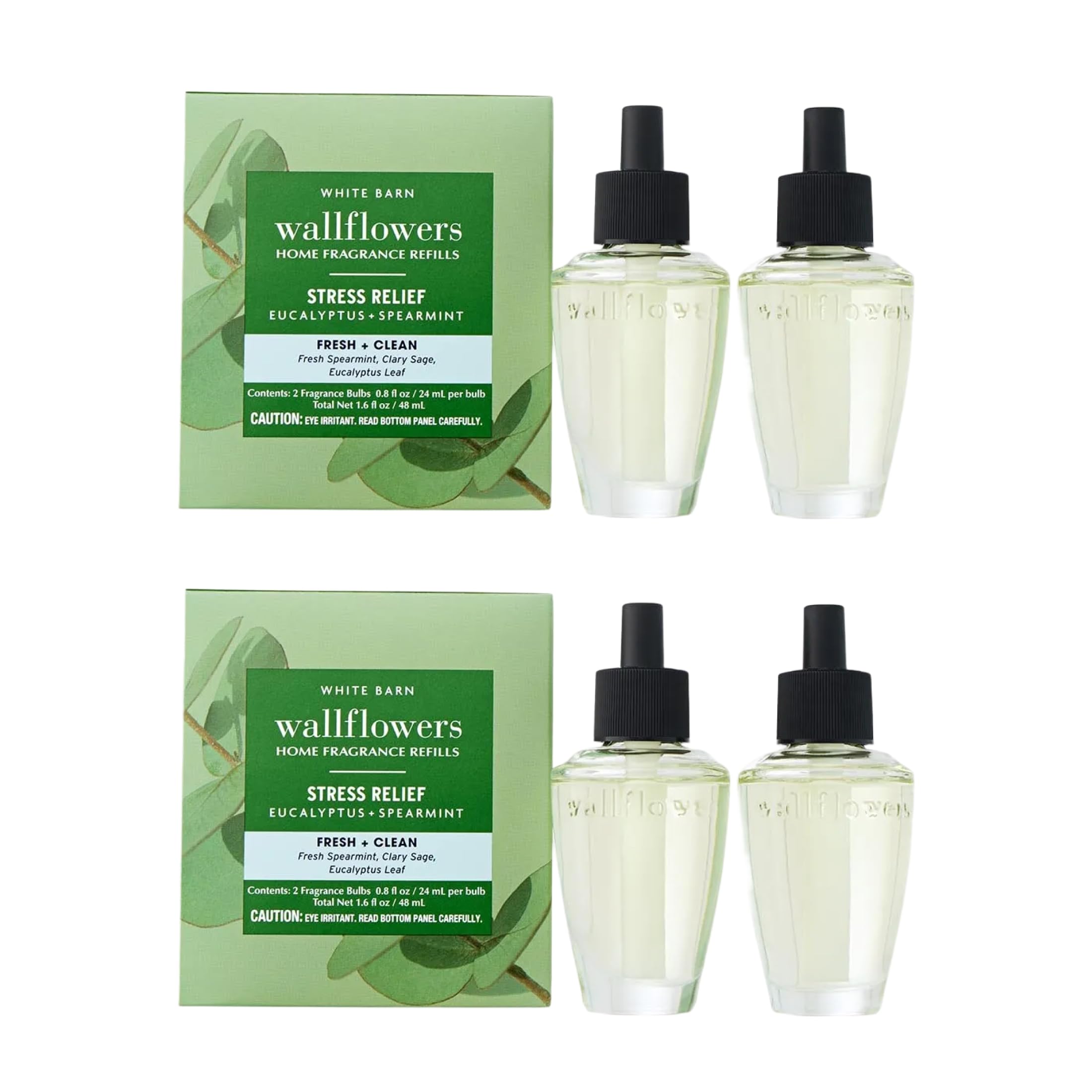 Bath & Body Works Wallflowers Refills, Eucalyptus Spearmint Scent, 4 Pack Eucalyptus Spearmint 1 Count (Pack of 4)
